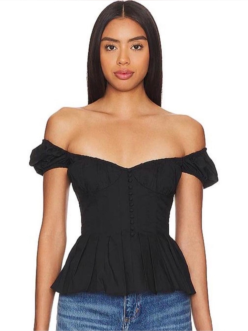 Bardot Black One-Shoulder Peplum Corset Top Size 10 New With Tag